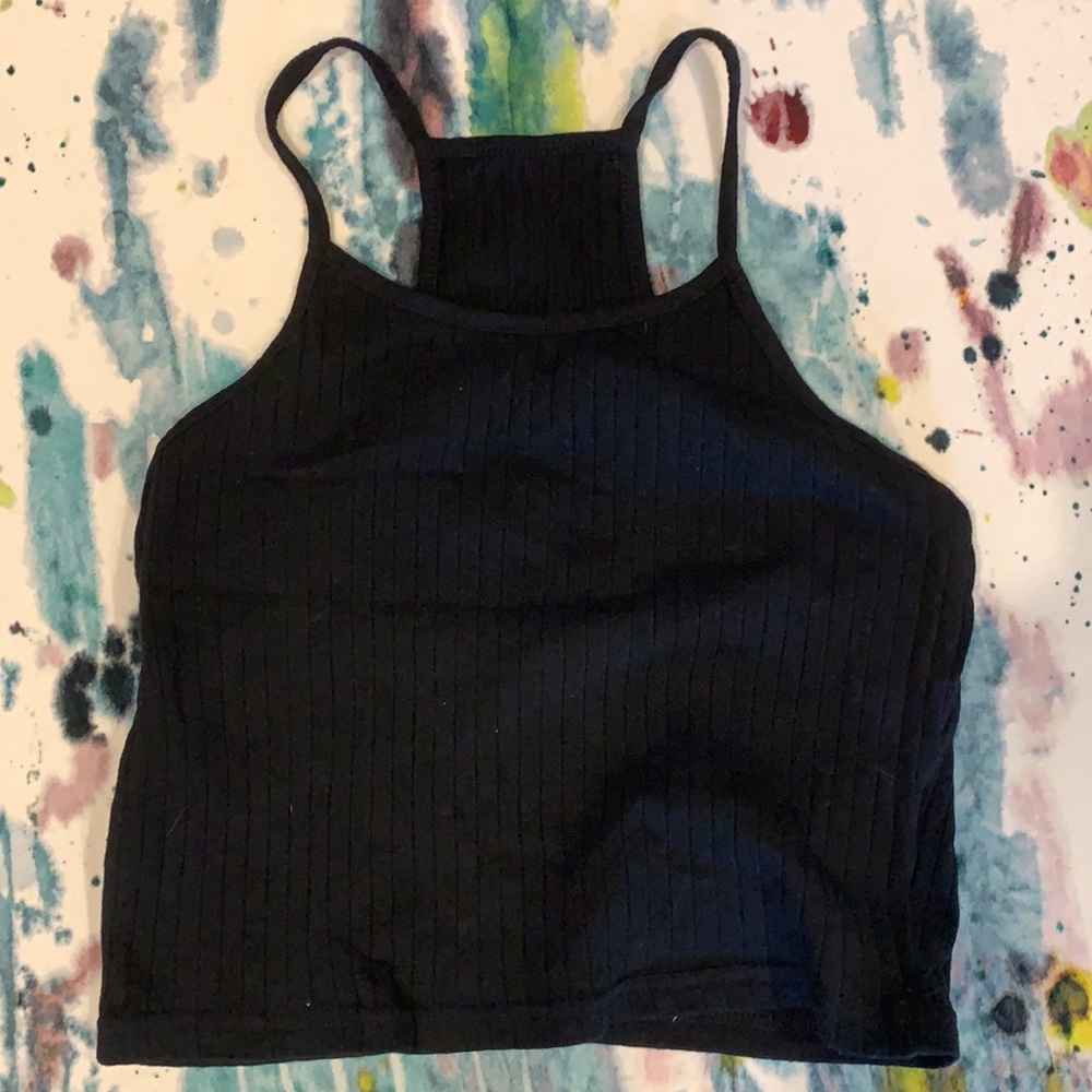 Plain Black Cropped Tank